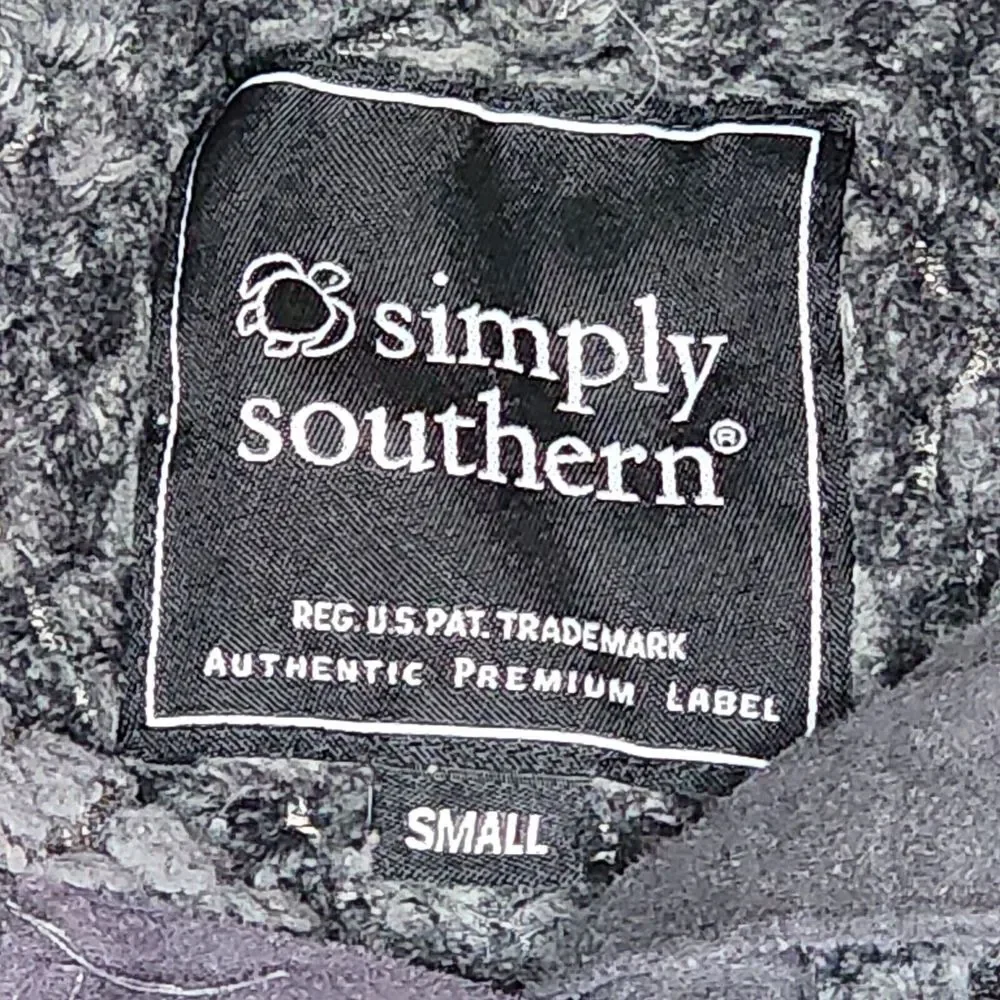 Simply Southern sweater Women's Small Gray Sherpa preppy‎ cowgirl normcore snap